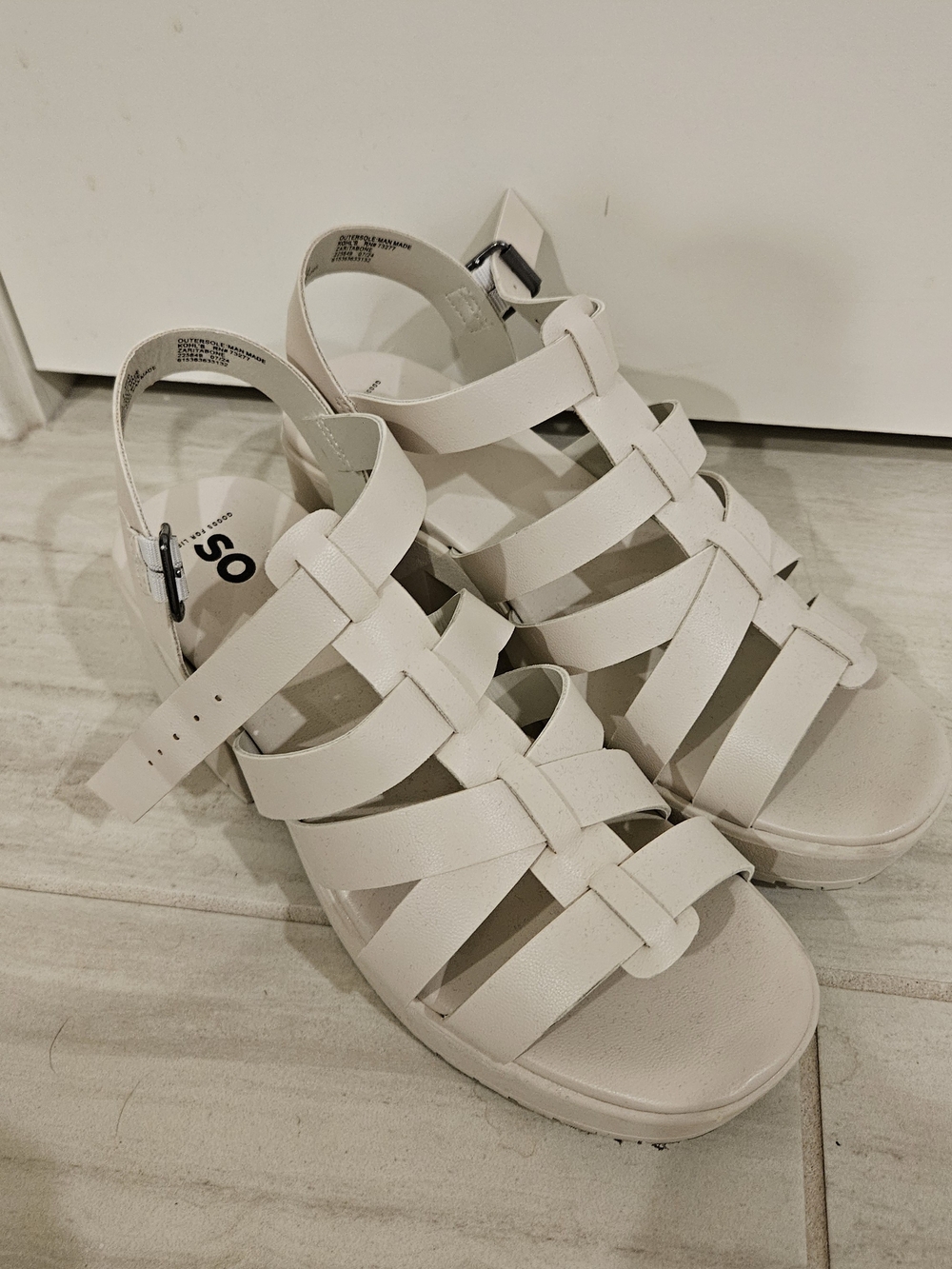 SO White Strappy Women's Sandals with Ankle Buckle